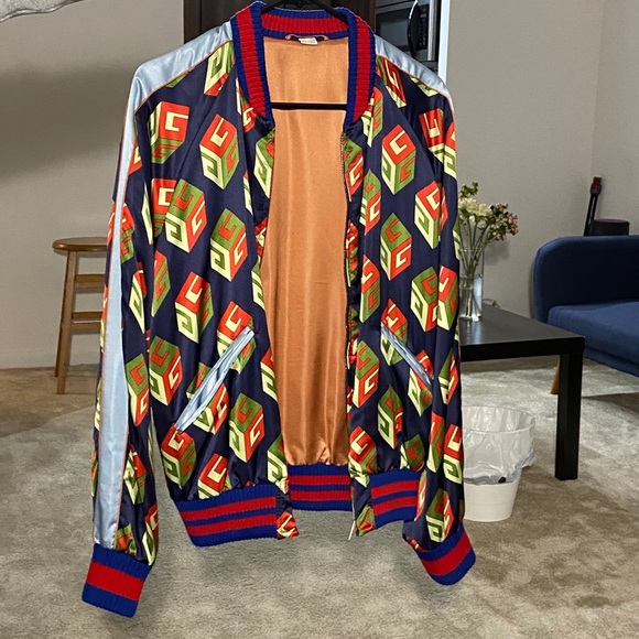 Gucci Men’s Silk Bomber Jacket - Picture 1 of 2